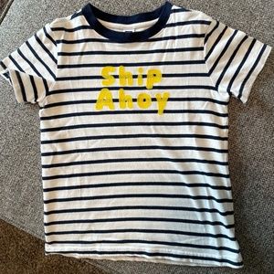 Janie and Jack white with blue stripes t-shirt